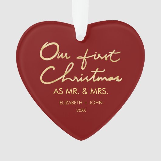 Onze eerste Kerstmis als Mr. en mevrouw | Hartvorm Ornament (voorkant)