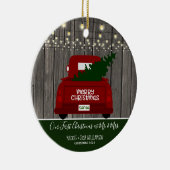 Onze eerste Kerstmis als Mr. en mevrouw Truck Ce Keramisch Ornament (Rechts)