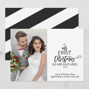 Onze eerste Kerstmis als Mr en Mrs Foto Feestdagenkaart