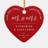 Onze eerste Kerstmis als Mr. en Mrs. Foto Wedding Keramisch Ornament (Voorkant)