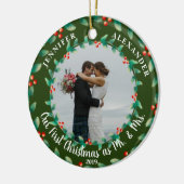 Onze eerste kerstmis als Mr. en Mrs. Keramisch Ornament (Links)
