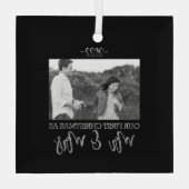 Onze eerste Kerstmis als Mr en Mrs Wedding Couple Glas Ornament (Achterkant)