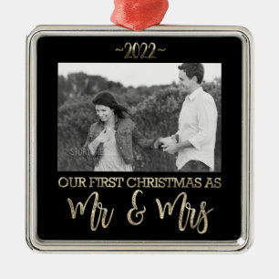 Onze eerste Kerstmis als Mr en Mrs Wedding Couple Metalen Ornament