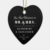 Onze eerste Kerstmis als Mr en Mrs Wedding Foto Keramisch Ornament (Links)
