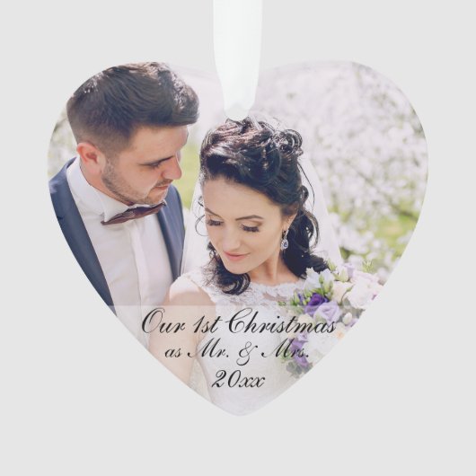 Onze eerste Kerstmis als Mr. & Mrs. 2 Foto Ornament (voorkant)