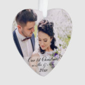 Onze eerste Kerstmis als Mr. & Mrs. 2 Foto Ornament (voorkant)