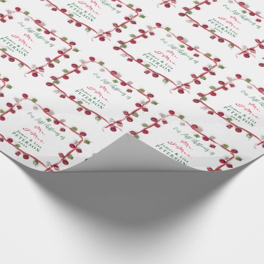 Onze eerste Kerstmis als Mr. & Mrs. Cadeaupapier (Hoek)