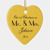 Onze eerste Kerstmis als Mr & Mrs Chic Keepomwille Keramisch Ornament (Rechts)