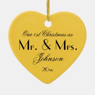 Onze eerste Kerstmis als Mr & Mrs Chic Keepomwille Keramisch Ornament