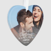Onze eerste Kerstmis als Mr & Mrs Custom 2 Foto Ornament (voorkant)
