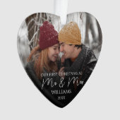 Onze eerste Kerstmis als Mr & Mrs Elegant Foto Ornament (voorkant)