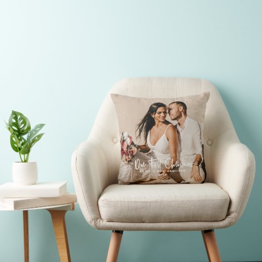 Onze eerste Kerstmis als Mr & Mrs Foto Kussen (Stoel)