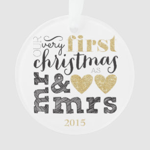 Onze eerste Kerstmis als Mr & Mrs Gold Ornament
