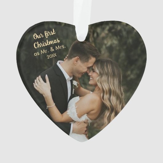 Onze eerste Kerstmis als Mr & Mrs Heart. Ornament (achterkant)