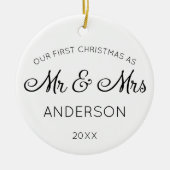 Onze eerste Kerstmis als Mr & Mrs Holiday Christma Keramisch Ornament (Voorkant)