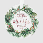 Onze eerste Kerstmis als Mr & Mrs Names Fotokrans Ornament (voorkant)