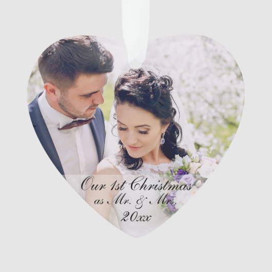 Onze eerste Kerstmis als Mr. & Mrs Photo Ornament  (voorkant)