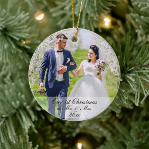 Onze eerste Kerstmis als Mr. & Mrs Photo Rd Keramisch Ornament