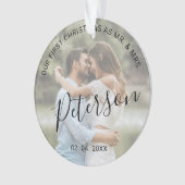 Onze eerste Kerstmis als Mr. & Mrs trouwfoto Ornament (voorkant)