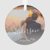 Onze eerste Kerstmis als Mr. & Mrs trouwfoto Ornament (achterkant)