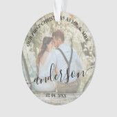 Onze eerste Kerstmis als Mr. & Mrs trouwfoto Ornament (voorkant)