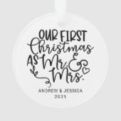 Onze eerste Kerstmis als Mr. & Mrs. | Weddenschap Ornament (achterkant)