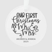Onze eerste Kerstmis als Mr. & Mrs. | Weddenschap Ornament (voorkant)