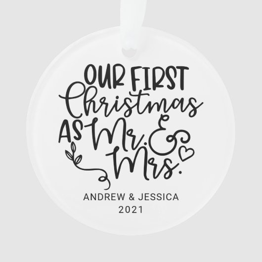 Onze eerste Kerstmis als Mr. & Mrs. | Weddenschap Ornament (voorkant)