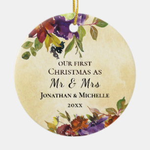 Onze eerste Kerstmis als Mr & Mrs Wedding Bijbel Keramisch Ornament