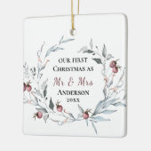 Onze eerste Kerstmis als Mr & Mrs Winter Wedding Keramisch Ornament (Links)
