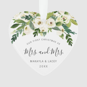 Onze eerste Kerstmis als Mrs. en Mrs. Foto Lesbian Ornament