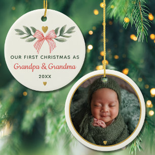 Onze Eerste Kerstmis Als Oma Opa Baby Foto Keramisch Ornament