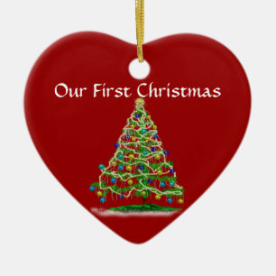 Onze eerste Kerstmis - Arty Abstract kerstboom Keramisch Ornament