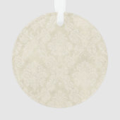 Onze Eerste Kerstmis Beige  Damask Foto Ornament (achterkant)