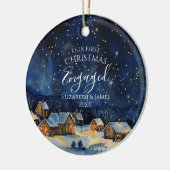 Onze eerste Kerstmis Betrokken Foto Pine Tree Fore Keramisch Ornament (Links)