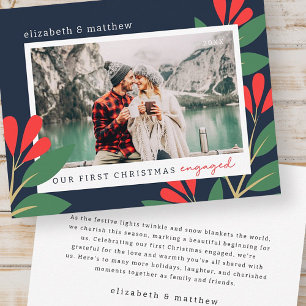 Onze eerste Kerstmis Betrokken Moderne Bladerenfot Notitiekaartje