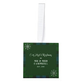 Onze eerste Kerstmis bruiloft foto Campbell Tartan Kubus Ornament (Voorkant)