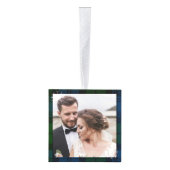 Onze eerste Kerstmis bruiloft foto Campbell Tartan Kubus Ornament (Rechts)