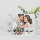 Onze eerste Kerstmis bruiloft fotokaart Kaart (Staand voorkant)
