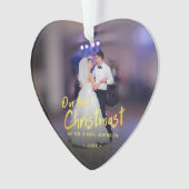 Onze eerste Kerstmis foto bruiloft Ornament (voorkant)