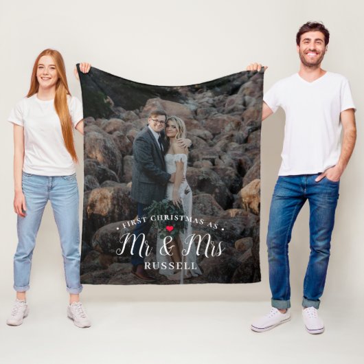 Onze eerste Kerstmis Gepersonaliseerde Fotodeken Fleece Deken (In situ)
