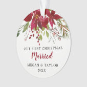 Onze Eerste Kerstmis Getrouwd Bloemornament Ornament (voorkant)