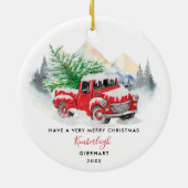Onze Eerste Kerstmis Getrouwd Custom Name Script Keramisch Ornament (Achterkant)