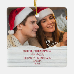 Onze Eerste Kerstmis Getrouwd Heren & Dames Kerami Keramisch Ornament