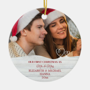 Onze Eerste Kerstmis Getrouwd Heren & Dames Kerami Keramisch Ornament