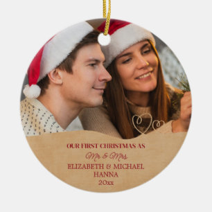 Onze Eerste Kerstmis Getrouwd Heren & Dames Kerami Keramisch Ornament