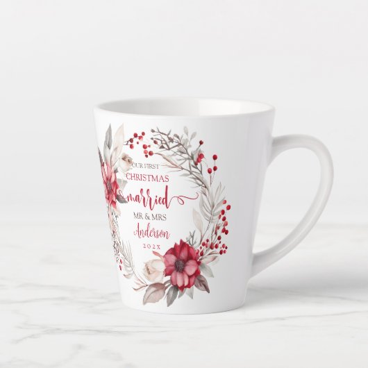 Onze eerste Kerstmis Getrouwd Latte Mok (Rechts)