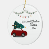 Onze eerste Kerstmis getrouwd met rode auto Keramisch Ornament (Links)