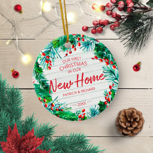 Onze Eerste Kerstmis In Ons Nieuwe Huis Rustieke K Keramisch Ornament