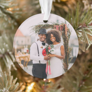 Onze Eerste Kerstmis Kalligrafie Mr en Mrs Foto Ornament